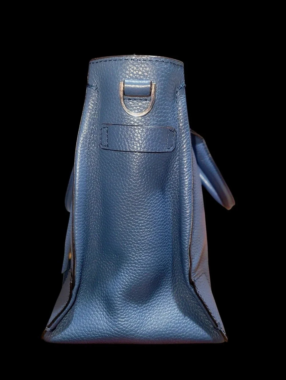 Rebecca Minkoff Blue Pebbled Zip Satchel Top Handle Silver HW No Long Strap